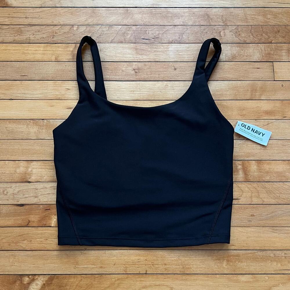 NWT Women's Black Workout Top with Built-In Sportsbra XS Old Navy